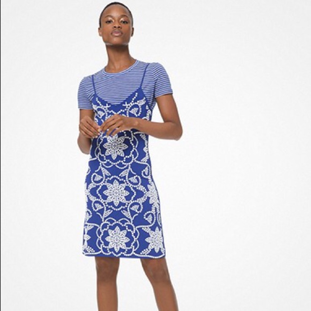 Micheal Kors Studded Floral Slip Dress